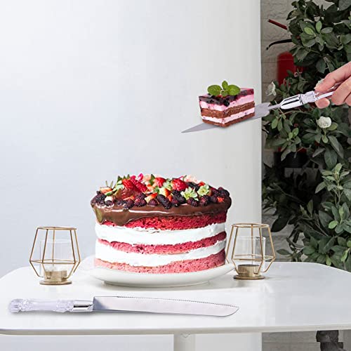 Houseen Wedding Cake Knife And Server Set, Stainless Steel Elegant Cake Cutting Set With Faux Crystal Handle, Perfect For Wedding, Birthday, Parties And Events (Transparent Crystal Handle) #TOP4