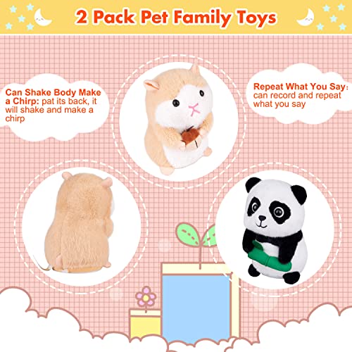2 Pcs Talking Repeats What You Say Robot Plush Stuffed Animal Interactive Electronic Pet Dancing And Shaking Recording Toy, Animated Toy Pet For Kids Hamster Panda H: 6.3" #TOP1