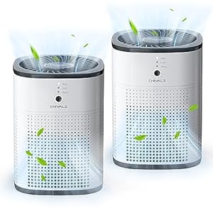 2 Pack CHIVALZ Air Purifiers for Bedroom, Air Purifiers for Home Bedroom, Quiet Air Cleaner with 24dB Sleep Mode, H13 HEPA Filter for Pet, White & Black