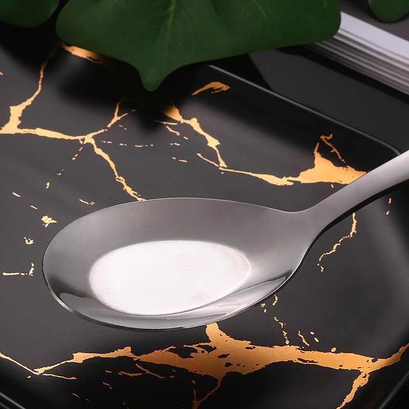 Silverware Flatware Set, 1/4/6/8/10 Pieces Thickened And Deepened Stainless Steel Flat-bottomed Spoons For Household Soup Spoons And Deepened Long-handled Spoons(10Pcs)