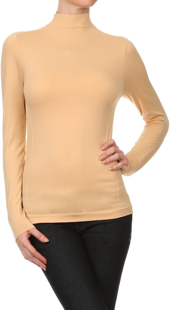 WHITE APPAREL Women's Long Sleeve Mock Turtleneck Fleece Top