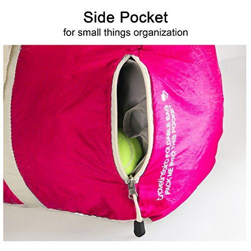 travel inspira Foldable Nylon Duffel Bag - Water Resistant - Collapsible - Packable and Lightweight - Ideal for Sports and Gym