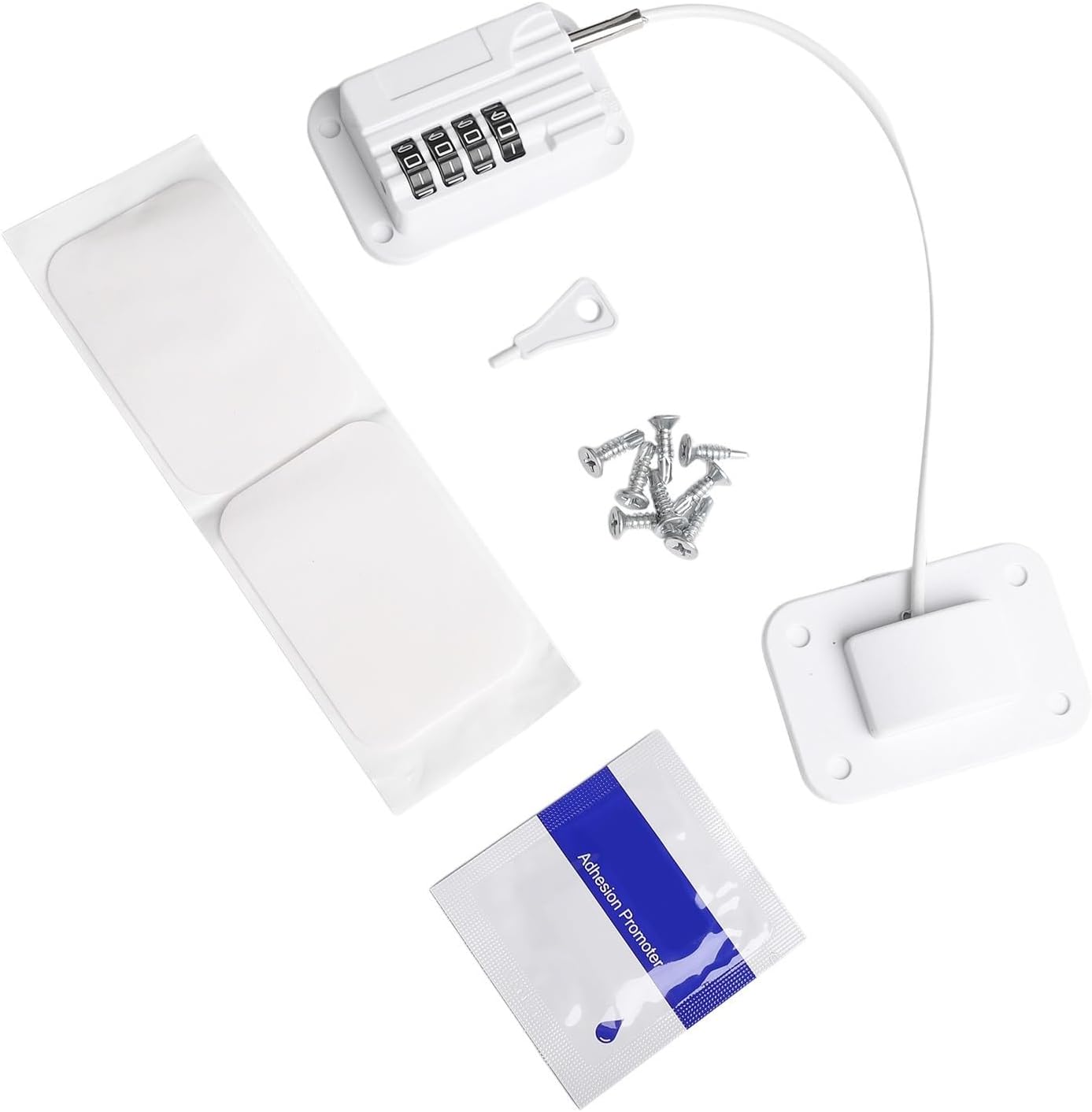 Child Safety Lock Refrigerator & Cabinets – Combination Password Lock with ABS+Alloy Body, Thickened Steel Wire Rope, No-Drill Installation – 1 Pack(white)