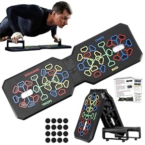 Planche de pompes pliable portable 12 en 1 avec poignée pour entraînement musculation efficace – Planche push up pour la maison – Équipement de appareil pompe musculation