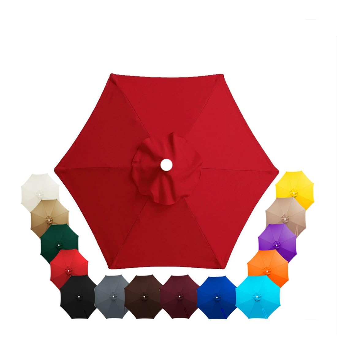 Parasol Replacement Canopy 2.5m, 2.7m, 3.5m, 6/8 Arms , Garden Umbrella Replacement Parasol Fabric, for Yard, Beach, Garden Umbrella, Canopy Only, Beige(Red,2.7m/6-Ribs)