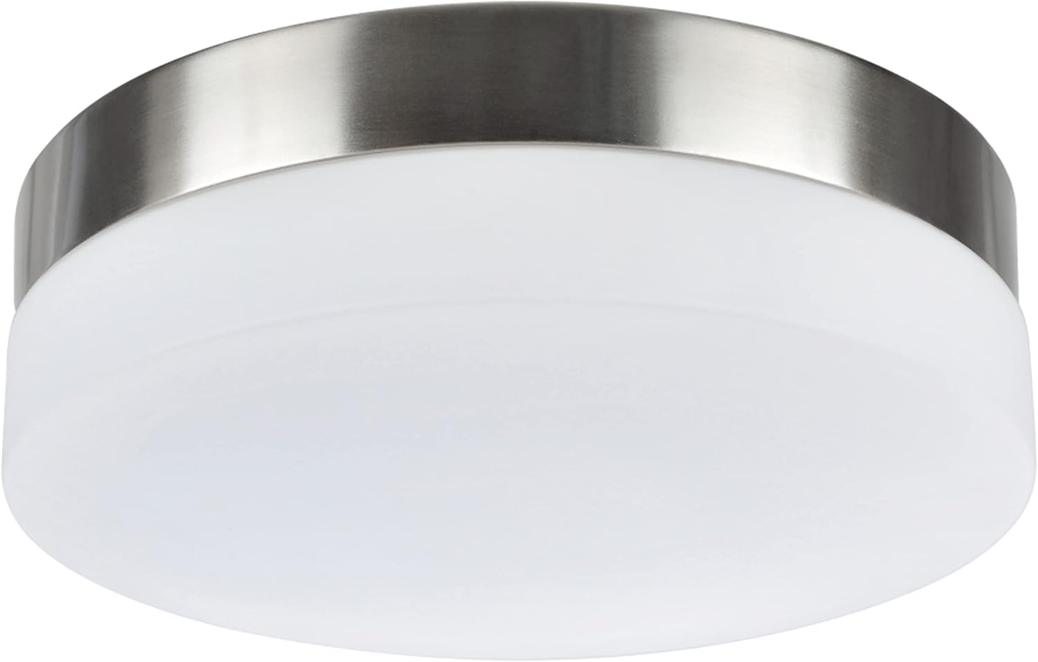 Aspen Creative 63002M-1 LED Medium Flush Mount Ceiling Light Fixture, Contemporary Design in Satin Nickel Finish, Frosted Glass Diffuser, 9" Diameter