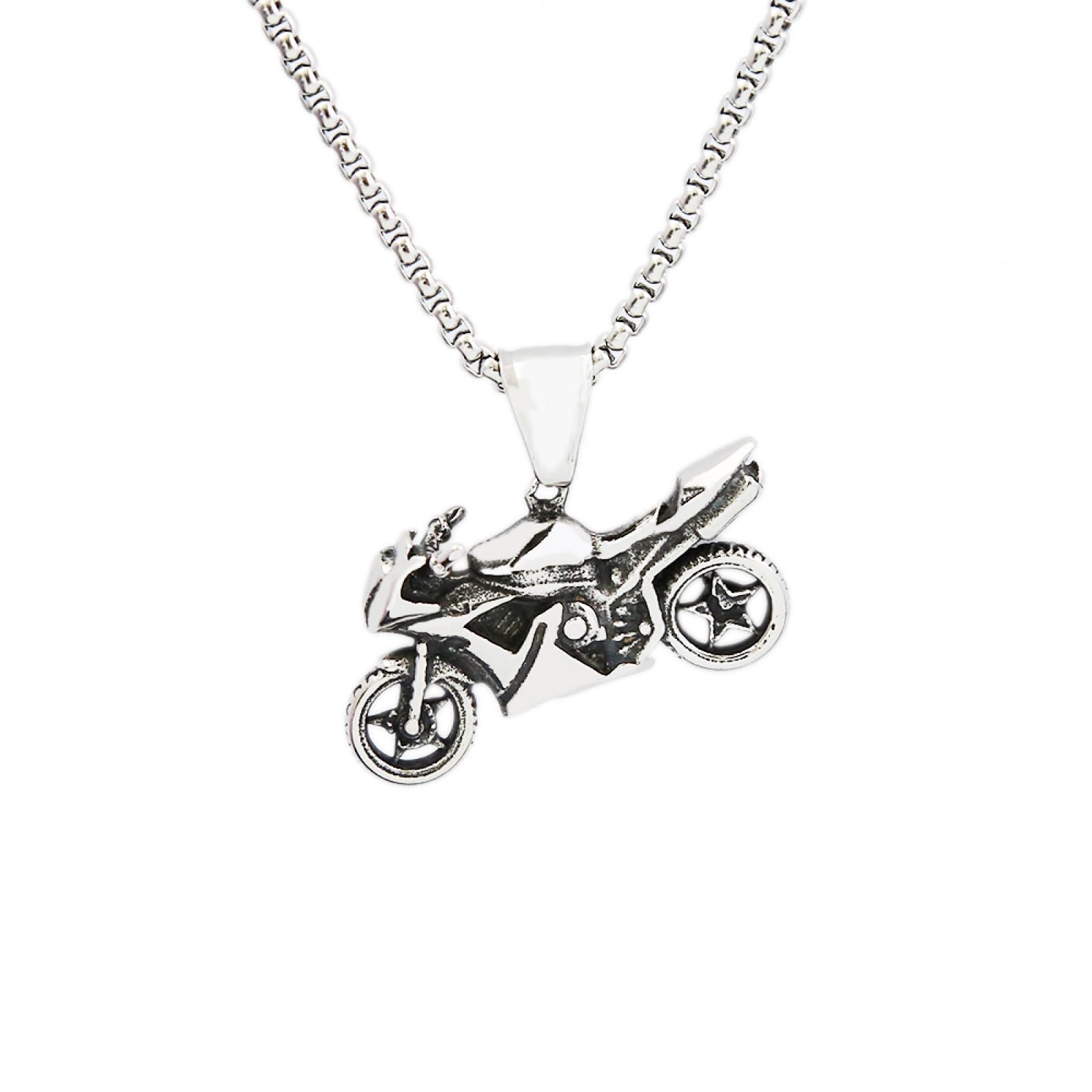 IOETSEUT Collar para Hombre Collar de Cruz de Plata Personalizado Moda Vintage Colgante de Moto para Hombre Niños Punk Hip Hop Caballero Collar Joyería Única Regalos el Regalo