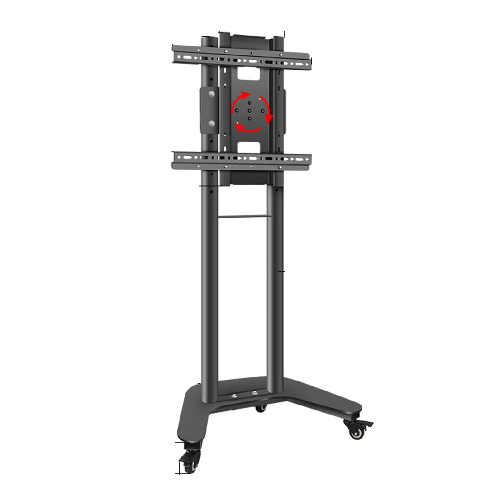 HPTHLY Mobile Tv Cart Stand With Wheels, Height Adjustable Floor Tv Stand Holders, Horizontal And Vertical Screen Rotation Rolling, For 32-60 Inch Screen Tvs(Black)