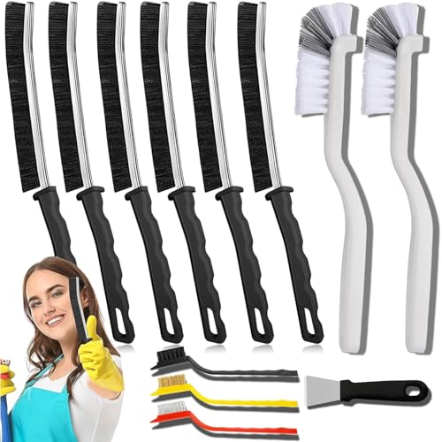 Crevice Cleaning Brush Multi-Purpose Hard Bristle Brushes for Deep Cleaning Kitchen Bathroom Grout Sink Cup Teapot Bottle Blender Corners Tight Spaces & More 12pcs