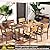 HAPPYGRILL 7 Pieces Acacia Wood Patio Dining Set with Metal Frame, Space-Saving Outdoor Furniture Set with 6 Stackable Armchairs and 69” Rectangular Table with 2” Umbrella Hole for Garden, Deck, Yard