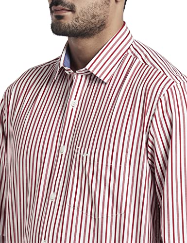 Image of Colorplus Men's Pure Cotton Stripe Pattern Tailored Fit Spread Collar Full Sleeve Casual Shirt