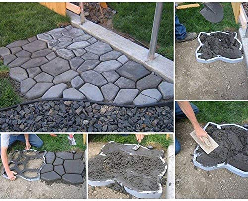 17" x 17" Large Size Concrete Molds DIY Walk Maker Garden Path Paving Brick Mould Patio Pathmate Stone Mold Concrete Stamps Stepping Paver Walk Way Garden Courtyard Decoration Irregular Pattern