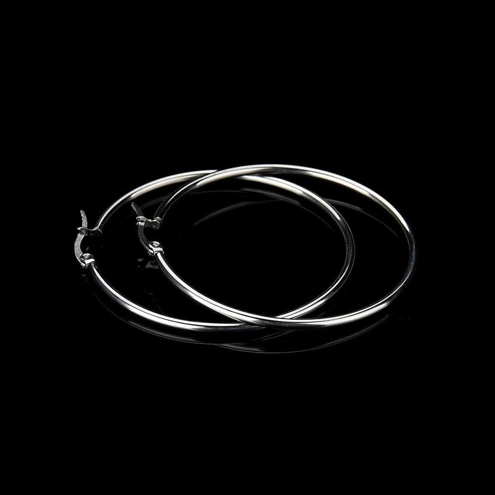 Round Hoop Earrings Set Women's 3 Pairs Surgical Stainless Steel earrings Golden 35mm 50mm 55mm Diameter Silver 35mm 45mm 50mm Diameter - Image 4