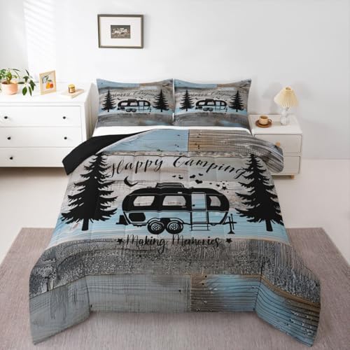 Rustic Farmhouse Comforter Set with Duvet Insert, King