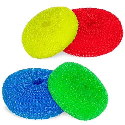 Image of DecorRack 12 Mesh Scourers, Premium Non-Scratch Plastic Scourers (12 Pack)