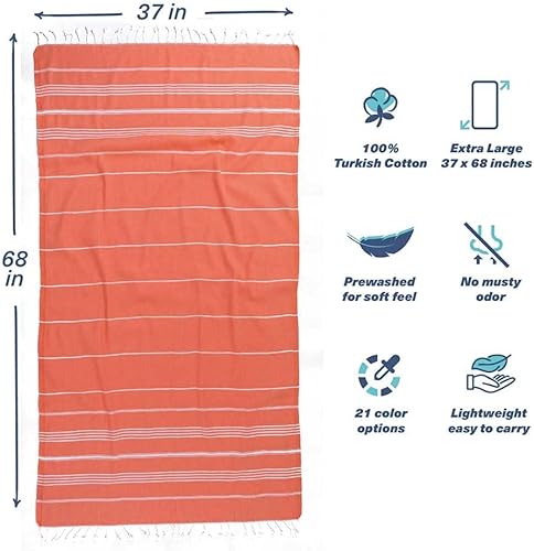 Miniatura 10 de Hencely Toalla de playa turca de gran tamaño de 37 x 68 pulgadas, sin arena, de secado rápido, ligera, esencial de viaje para piscina y baño,