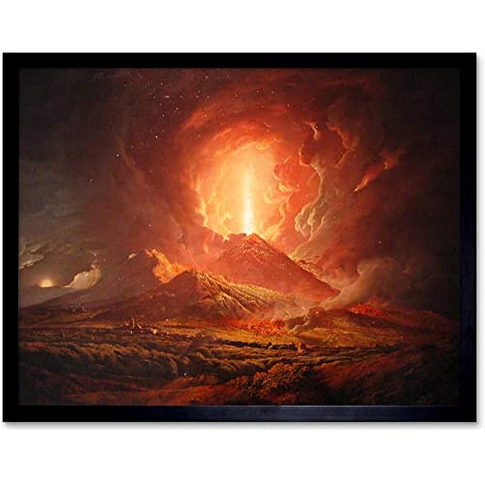 Wright Derby Volcano Vesuvius Portici Eruption Painting Unframed Wall Art Print Poster Home Decor Premium