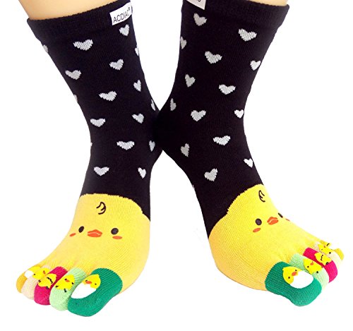 Image of acdiac Women's Cotton Toe Socks,five Finger Socks,Funny and Funky cartoon theme sport Toe Socks