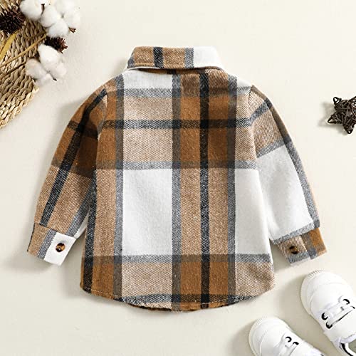 Kids Toddler Flannel Shirt Jacket Plaid Long Sleeve Lapel Button Down Shacket Baby Boys Girls Fall Shirt Coat Outwear3