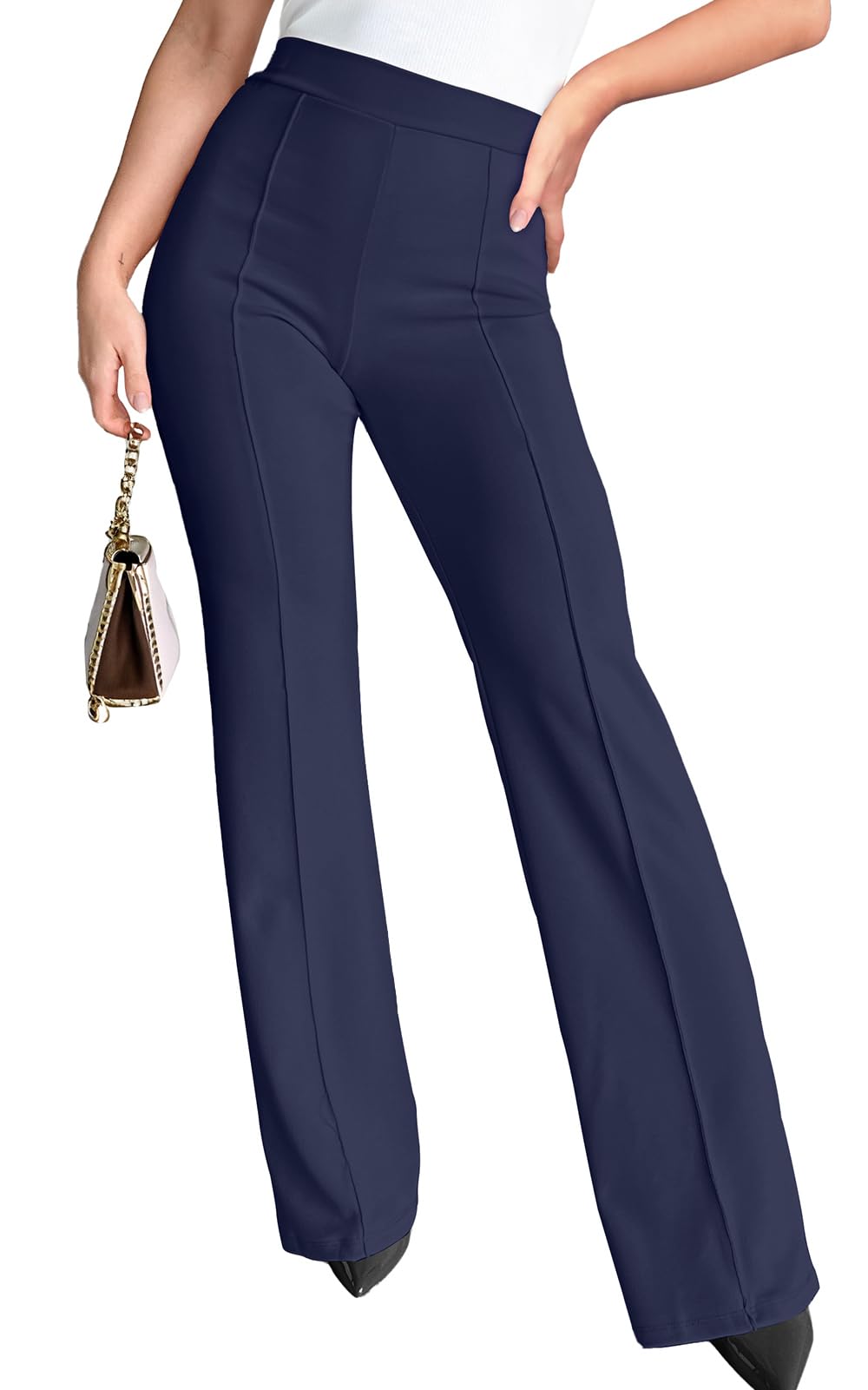 Agenlulu Wide Leg Dress Pants for Women Elastic High Waist Straight Leg Pants Business Casual Pull on Office