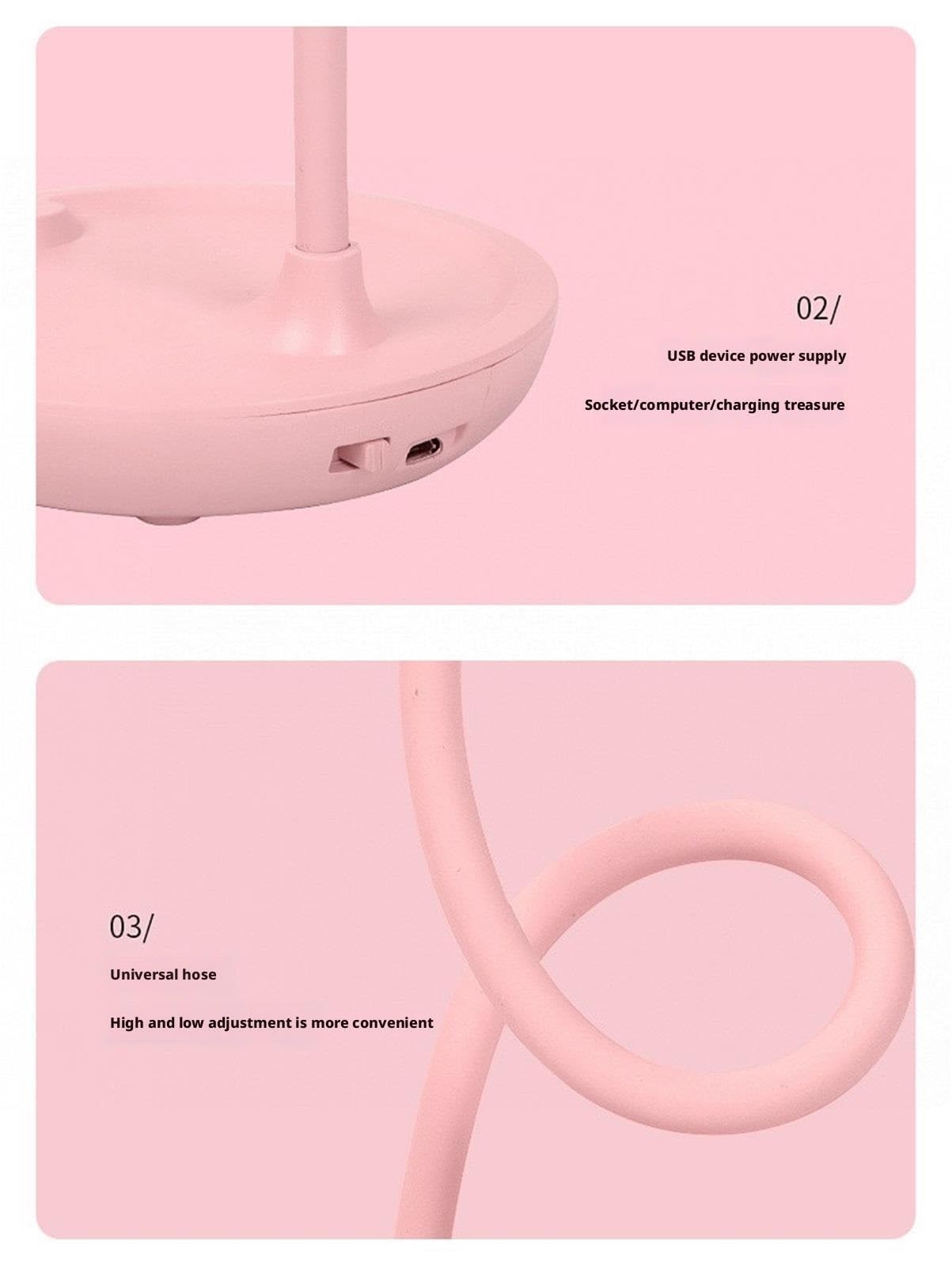 Lampara Escritorio para Oficina Lámpara De Escritorio con Control Táctil Y Forma Flor 3 Niveles Brillo Moderno Flexo Escritorio(Pink)