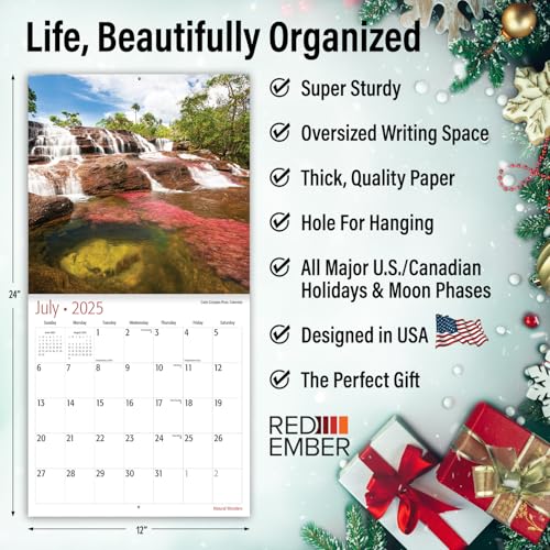 Image of RED EMBER Natural Wonders 2025 Wall Calendar 12 Month | 12 inch x 24 inch Open | Thick & Sturdy Paper | Giftable | Calendar 2025