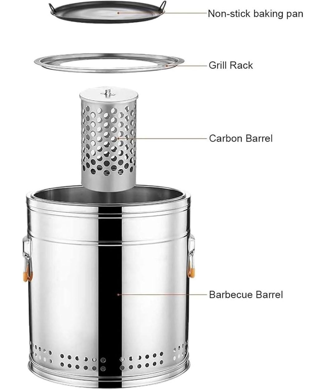 Bezdymny grill węglowy do grillowania, grill kebabowy na węgiel drzewny ze stali nierdzewnej, wszechstronna kuchenka do grillowania 360°, piekarnik do pieczenia w podróży, gotowanie na świeżym(Large)