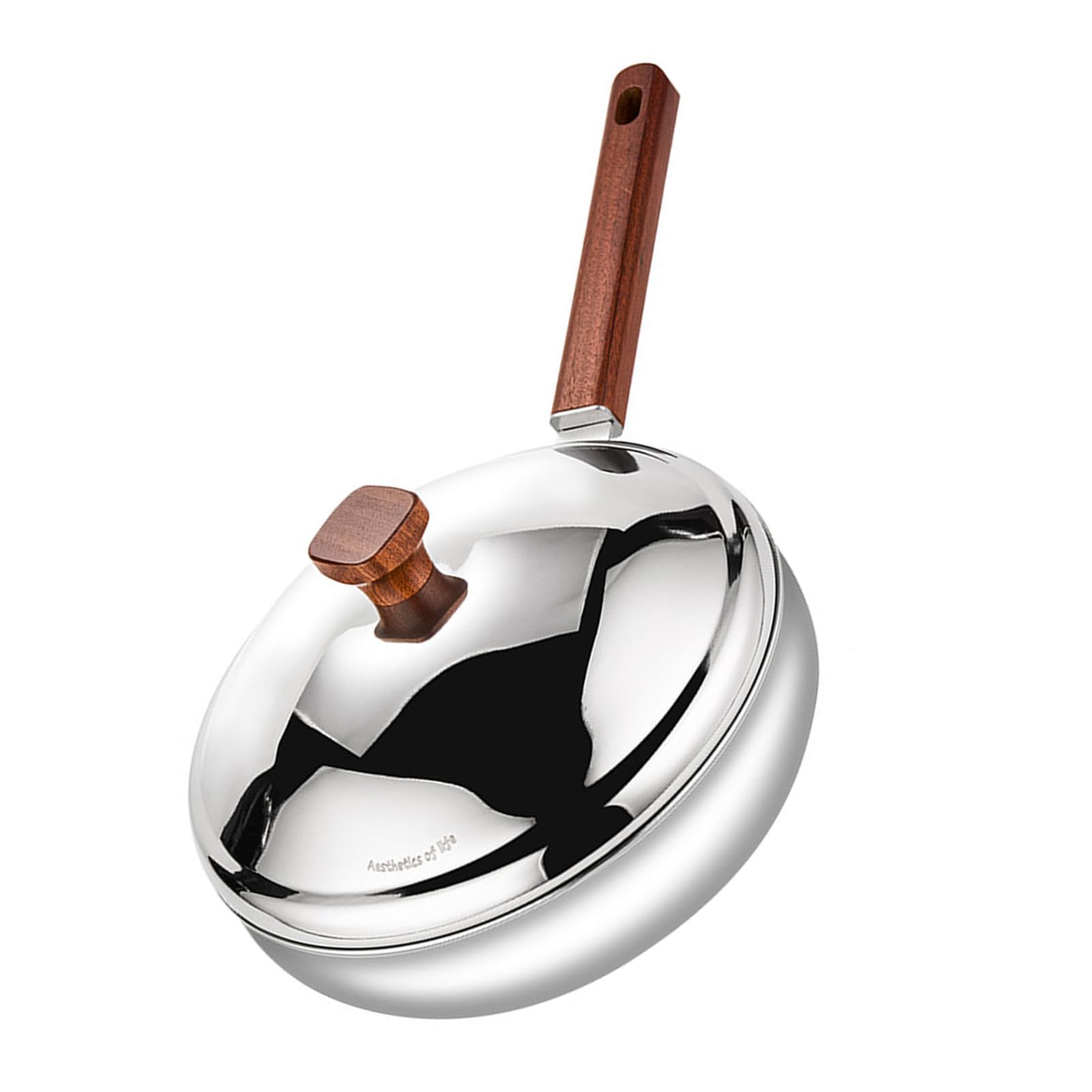 our fave 316L Stainless Steel Cooking Pan Skillets with Ergonomic Wooden Handle Dome Lid Great for Stir Frying and Sauteing Wooden Handle Cooking Pan
