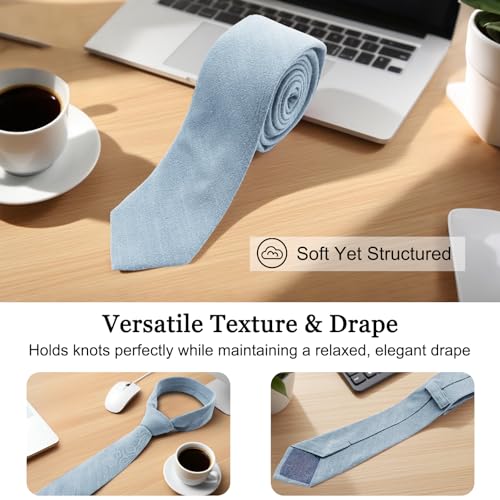 Image of Cotton Ties for Men Solid Color Skinny Tie Mens Necktie for Wedding Graduation Formal Dinner