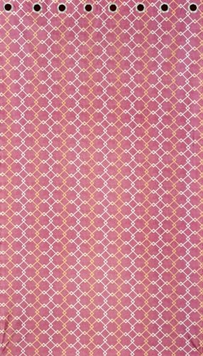 Image of Check Pattern Long Door Curtains for Living Room | Drawing Room Parde | Curtain Panel for Window, Pink Color 9 Feet 2 Pcs Set Curtains