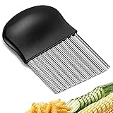 Cuchillo para Cortar Patatas con Ondas, Cortadora de Arrugas Cuchillos de Corte de Patatas Papas Fritas Cutter, Cortador de Cuchillas de Acero Inoxidable, Cortador de Ensalada de Frutas y Verduras