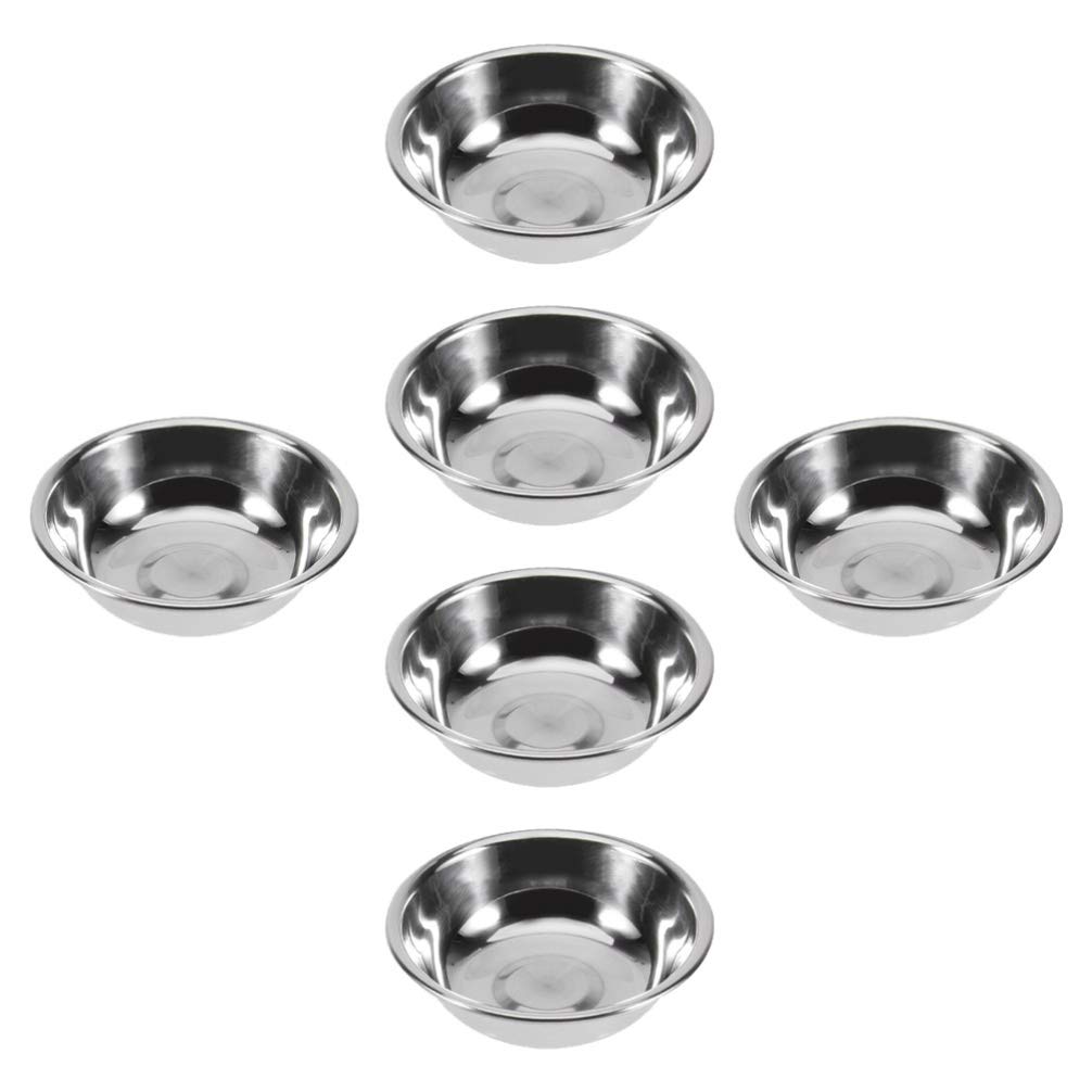 BESPORTBLE 6pcs Stainless Steel Plate Home Appetizer Dish Dipping Bowls Seasoning Dish Kitchen Tool Vinegar Dish Kitchen Gadget Stainless Steel Sauce Dish Sauce Bowl Appetizer Plate