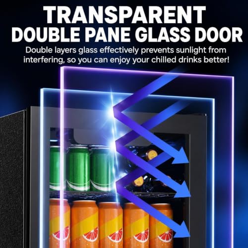 Image of Electactic 1.7 Cu.ft Beverage Refrigerator Cooler, 68 Can Mini Fridge Glass Door with Adjustable Shelves, Digital Temperature Display, Freestanding Small Drink Fridge for Home, Office or Bar(Black)