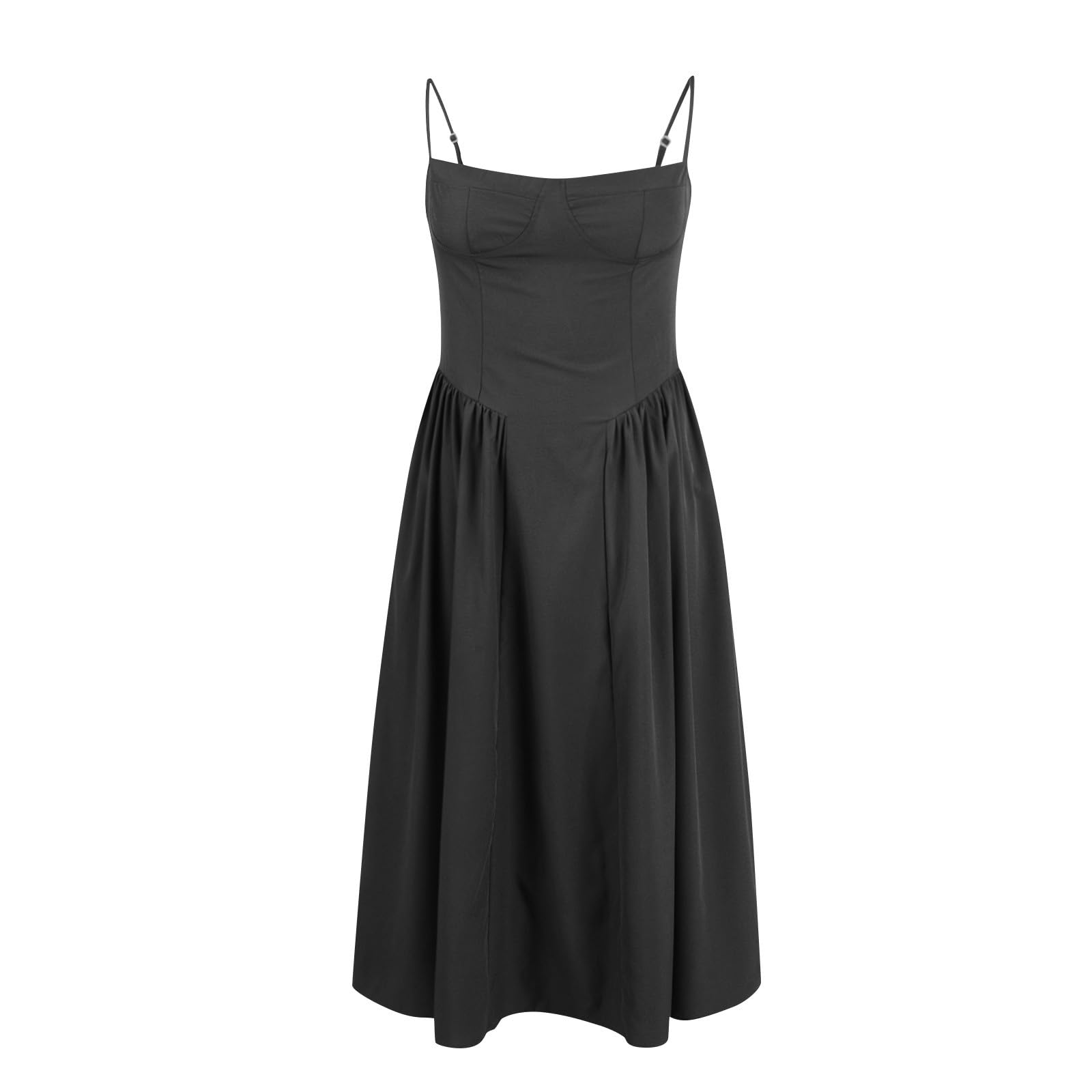 Robe Femme Chic Et Elegant Robe D'été à Bretelles Spaghetti pour Robe à Bretelles Sexy Taille Haute Robe De Cocktail pour Invités De Mariage Classique Mi-Longue Robe De Soirée Tailles S à XL