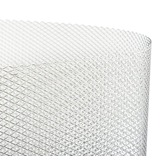 Image of AggAuto Universal 40 inchx13 inch Car Grill Mesh - Aluminum Alloy Automotive Grille Insert Bumper Rhombic Hole 6x12mm, One of the Most Multifunctional Shape Grids Silver