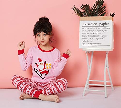 Girls Pajamas Christmas 100% Cotton Toddler Pjs for Kids Girls Children Long Sleeve Sleepwear Sets (Size 3T-8Y) - Image 5