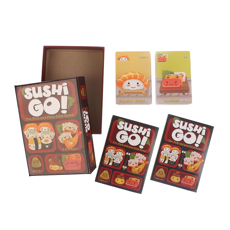 Sushi Go, The Pick and Pass Card Game, Family Gathering Board Game Cards Fun Card Game Party Interactive Cards Game Creative Small Gift Holiday Accessory, Multi-colored