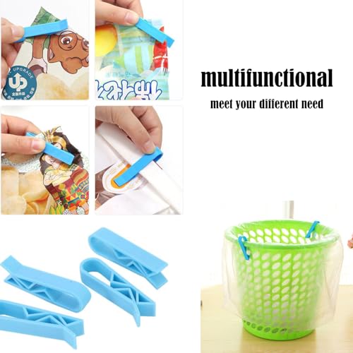 Image of LiXiongBao 10 Pack Garbage Bin Clip,Plastic Kitchen Garbage Bin Clip,Washroom Trash Can Bag Clips, Waste Basket Garbage Bin Clamp,Rubbish Bag Clip,Sturdy Anti-Slip Fixation Clip Holder (Pale Blue)