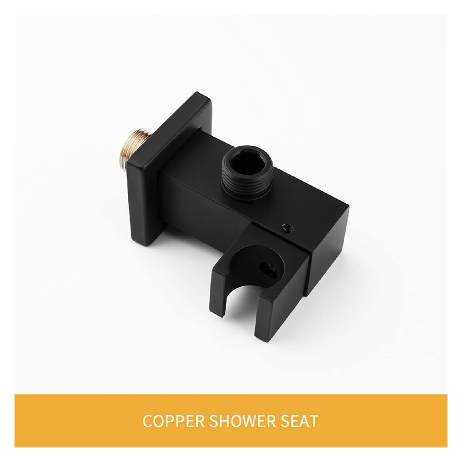 Cabezal de Ducha de Mano de latón con Manguera de 1,5 Metros de Largo y Soporte de Repuesto para Ducha de baño de Estilo Cuadrado, Color Negro
