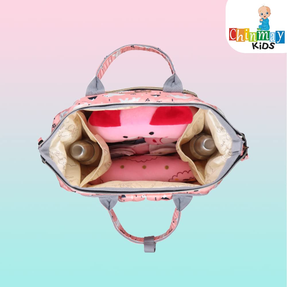 Chinmay Kids Diaper Bag Nursing Maternity Backpack, Waterproof Multifunctional Travel Bag Large Size (20 x 18 x 40 cms)(Blue) (Peach Bear)