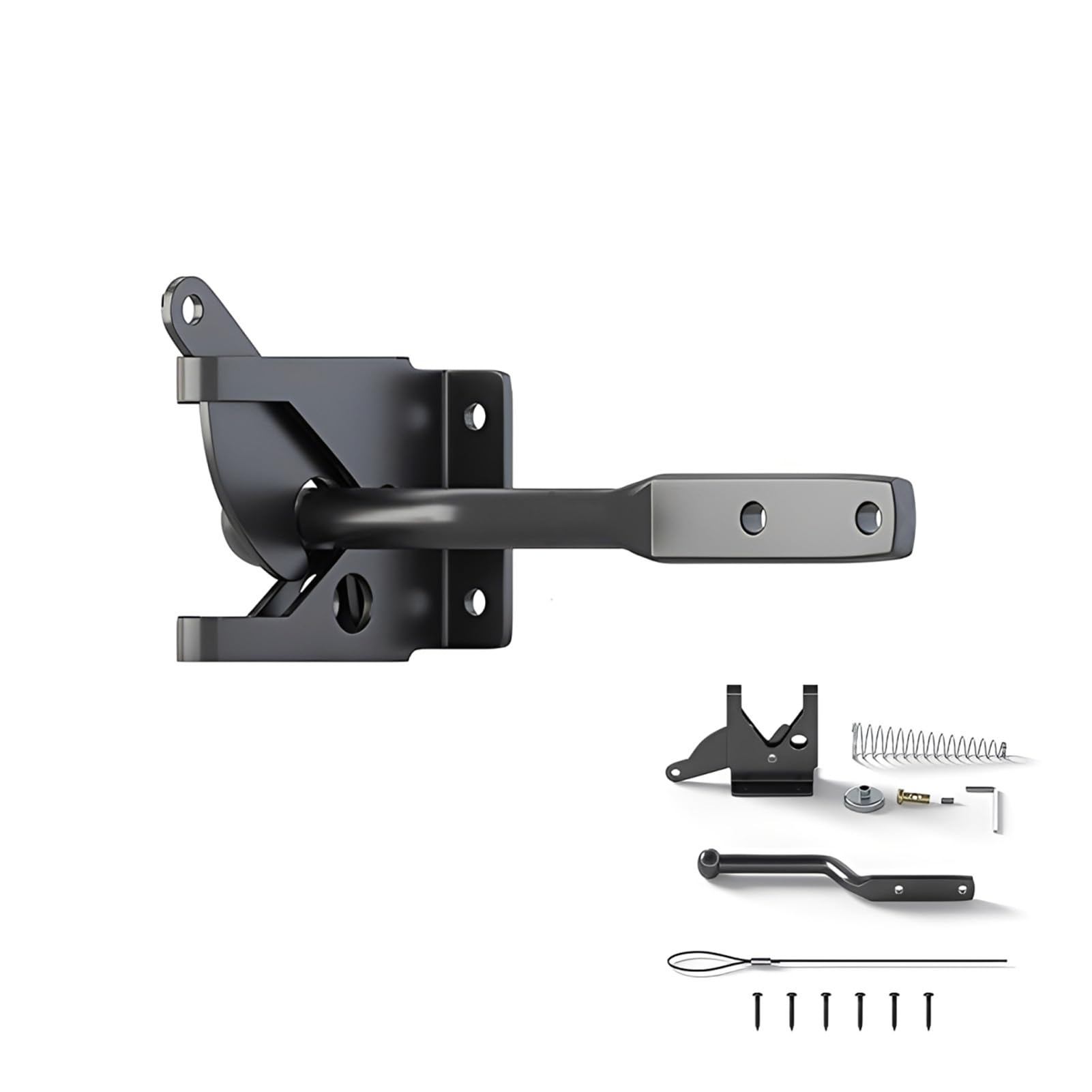 Yixannx Short Self Locking Automatic Fence Gate Latch Black Easy To Install Durable Door Latches With Pull Cable Automatic Gate Latch Door Latches With Pull Cable,