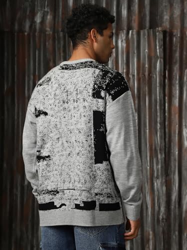 Image of High Star Men Knitted Acrylic Relaxed Fit Round Neck Long Sleeve Sweaters
