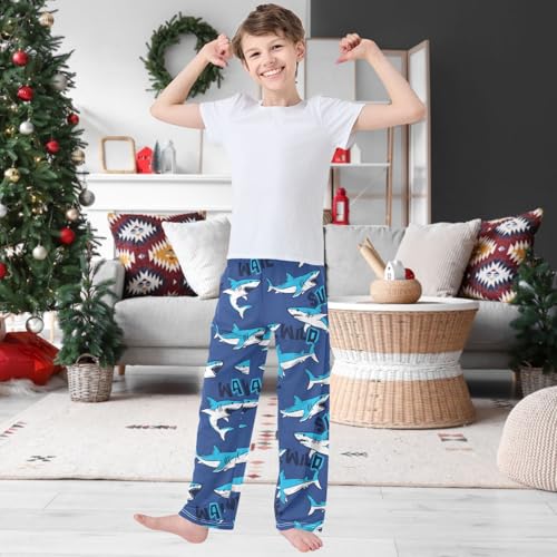 Boy's Pants Animal Shark Surf Blue Jogger Pants Elastic Waist Long Bottoms Trousers with Pockets 6-14 Years2