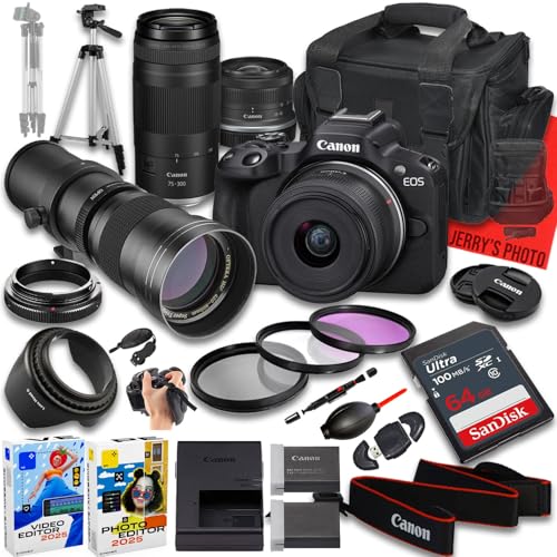 Canon EOS R50 Mirrorless Camera 24pc Bundle (Renewed)