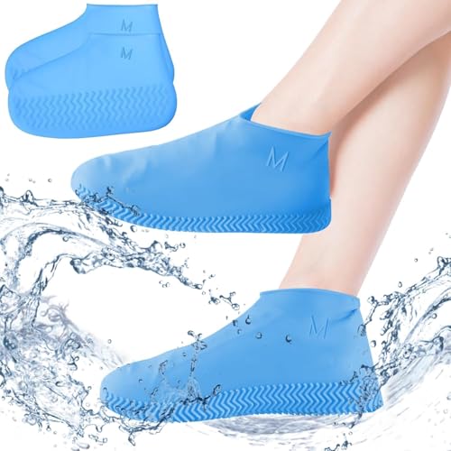 Image of Waterproof Silicone Shoe Covers - Reusable Non-Slip Rain Shoe Covers for Rainy and Snowy Outdoors, Garden, and More - Durable, Washable and Easy to Wear (Multicolor)
