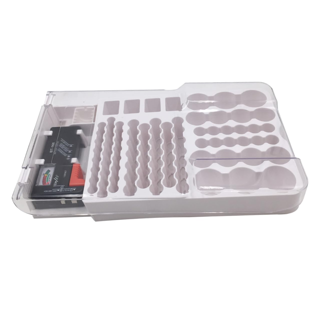 OSALADI 1pezzi Tester Per Batterie Custodia Di Immagazzinaggio Supporto Portatile Per Celle Di Batteria Organizzatore Di Immagazzinaggio Per Batterie Tester Incluso