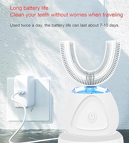 VIDECOR U-förmige Zahnbürste für Erwachsene, Automatische Reinigungszahnbürste, Mundpflege-Werkzeug, Zahnreiniger, Elektrische Schallzahnbürste mit Lebensmittelechtem Silikon-Bürstenkopf,Black – Bild 5