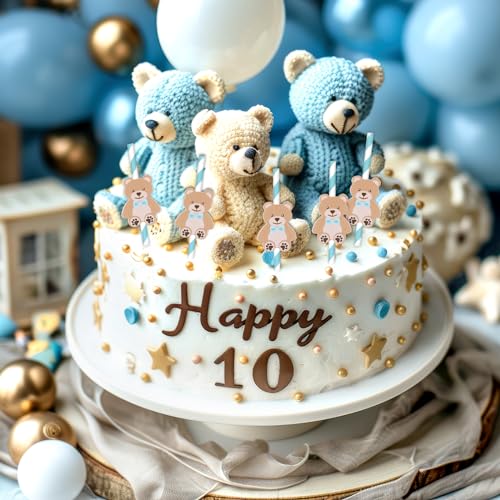 Pitillos de papel con diseño de oso azul y marrón 60 pcs miniatura 6