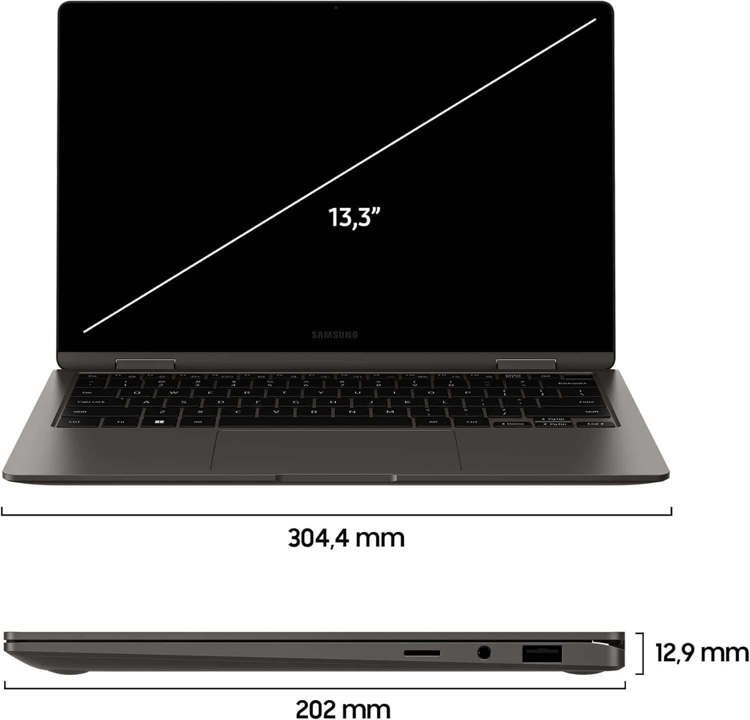 Samsung Galaxy Book3 360 Laptop, 13.3" Super AMOLED, S Pen, Intel EVO, Intel Core i7-1340P 13th gen, 16GB RAM, 512GB SSD, Windows 11 Home, Graphite [Versione italiana]