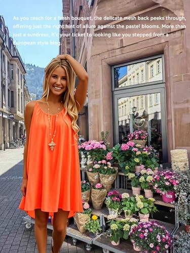 Image of Women's Chiffon Summer Casual Sundress Spaghetti Strap Tank Beach Dresses Bathing Suit Coverup